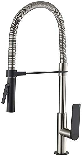 GRIFEMA LYON-G14001A | Experte Küchenarmatur - Wasserhahn Küche mit Flexibler Auslauf, Brause mit 2 Strahlarten | Semi-Profi-Einhandmischer, G3/8'' Anschlüsse, Universalschwenker, Gebürstetes