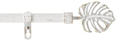 Douceur d'Intérieur, Tringe Extensible en Kit Complet (120 < 210 cm) Tropi Blanc/Or, Patiné