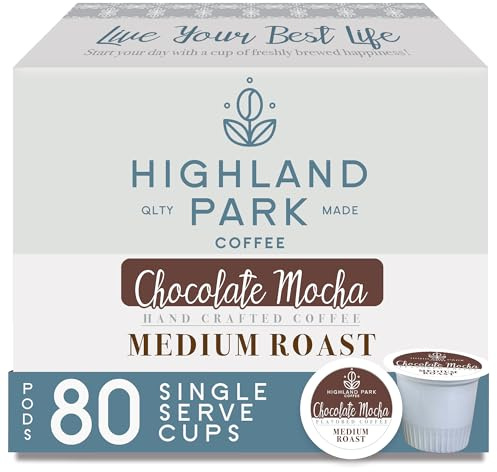 Highland Park Coffee Single Serve Coffee Pods, Chocolate Mocha, Chocolate Mocha, 80 Count