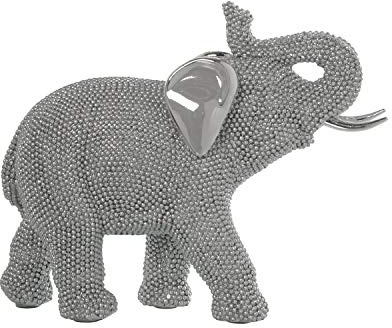 Figura de un Elefante de Resina en Plateado. Medidas: Medidas: 23,5x9,5x19cm