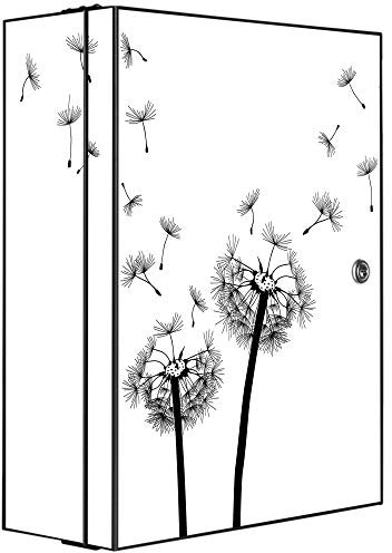 banjado Medizinschrank abschliessbar mit Motiv Pusteblume 2 35x46x15cm - großer Arzneischrank für die Hausapotheke - Medikamentenschrank aus Metall zur Medikamenten Aufbewahrung