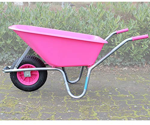 TRUTZHOLM Pinke Schubkarre 100 Liter | 250 kg mit Kunststoffmulde | rostfrei | verstärkt | stabil