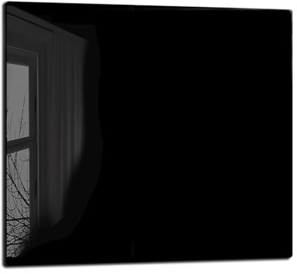 TMK | Paraschizzi da cucina in vetro temperato 65 x 60 cm – Vetro decorativo con nastro adesivo – Pannello posteriore in vetro per cucina, nero