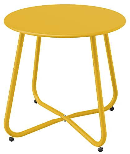 Grand patio Beistelltisch Kaffeetisch Rund Garten Beistelltisch Outdoor, Leicht, Stabil, Einfacher Aufbau, Kleiner Sofatisch ideal für Draussen, Wohnzimmer, Schlafzimmer, Büro (Gelb)