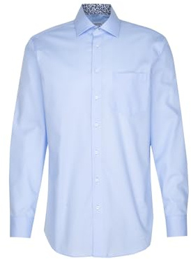 Seidensticker Men's Business Shirt - Regular fit - Non-Iron - Kent Collar - Long Sleeve - 100% Cotton Hellblau