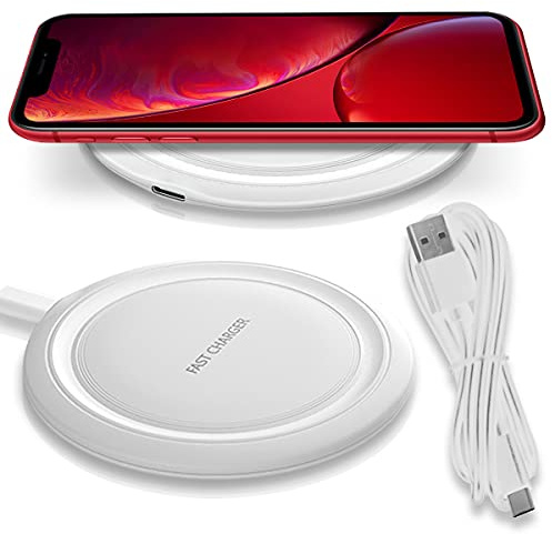 QI Wireless Schnell Ladegerät kompatibel mit Apple iPhone SE 2022 2020 Induktiver Charger 15W Universal Schnellladestation Kabellos, Farbe:Weiss