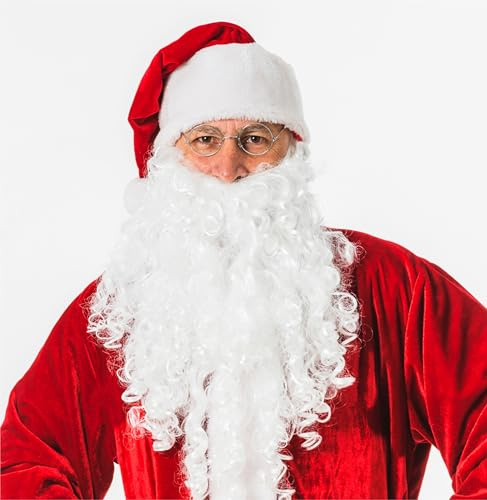 TK Gruppe Timo Klingler 2 i 1 - Tomteskägg - Tomteskägg vit Vit Vit - Peruk för att klä ut sig till tomte - Jultomte - Jultomte - Jul