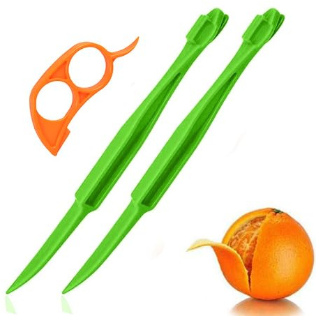 Orange Peeler Tools Citrus Peel Cutter Plastic Easy Fruit Vegetable Slicer Cutter Lemon Peelers Opener Remover Fruit Tools Kitchen Utensils Gadgets Bladed Food Peeler Slicer (Multicolor)