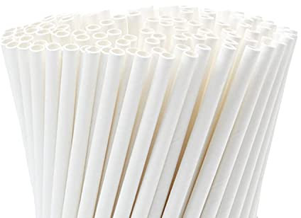 WedDecor Paper Drinking Straws – 100% Compostable & Food-Safe – Durable 3-Ply Eco-Consious Straws in Solid Colours - White for Weddings, Restaurants & Events, 100pcs