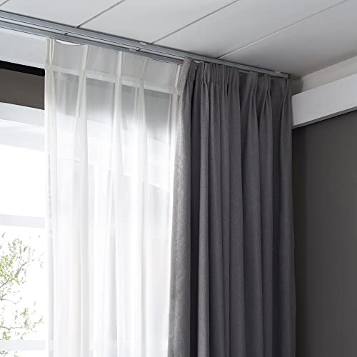 ACAZA Rail de Rideau Coulissant Extensible de 145 à 270 cm - Tringle Plafond Réglable Décorative pour fenetre - Acier - Blanc
