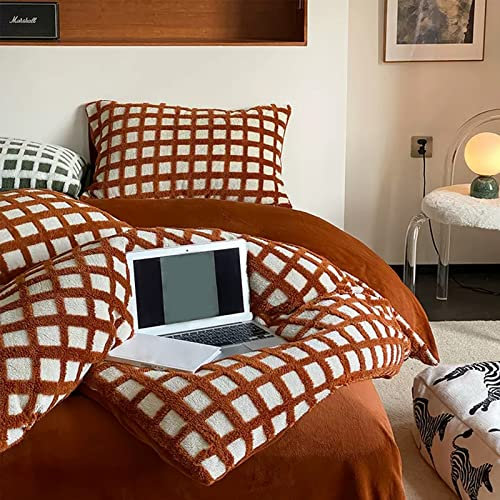 MGHOME Juego De Funda Nórdica De Franela Acogedora De 4 Piezas,Juego de Ropa de Cama Terciopelo Reversible De Invierno,Juego De Edredón Grueso Ultra Suave Y Cálido para Mujeres Y Hombres(Twin, A)