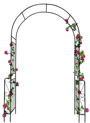 eLeGreen Arche de jardin en métal – Arche de jardin en métal – Arche de jardin en treillis pour plantes grimpantes – Décoration de jardin extérieure – Noir