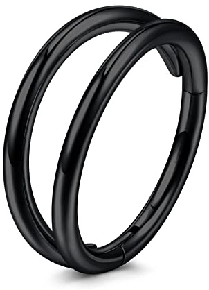 VFUN 16G 316L Chirurgenstahl Hinged Clicker Ring Septum Piercing Nasenpiercing für Damen Herren CZ Inlaid Helix Knorpel Piercing Ohr 8-10MM