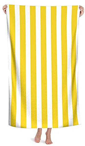 LOUJIN Telo mare Limone Zest Strisce Gialle Modello Stampato Altamente Assorbente Microfibra Coperta Morbido Asciugamani da Bagno 80X130CM