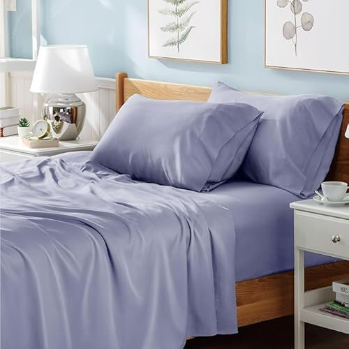 Prime Linens Flat Sheet Poly Cotton Percale Breathable Bed Top Sheet Wrinkle, Shrinkage and Fade Resistant Flat Bed Sheets (Lilac, Double(230Cm x 250Cm))