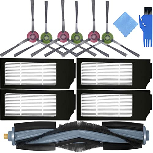 EATBALE Replacement Parts for Ecovacs Deebot X1 TURBO/Deebot X1 OMNI/Deebot T10 Plus/DEEBOT T10 Omni/TURBO Robot Vacuum Cleaner, Accessories 1 Main Brush, 6 Side Brush, 4 Filter (11 Pcs)