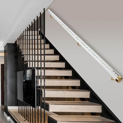 JLXJYS Handlauf Geländer Innen klar Handlauf Wand montiert, sicheres, rutschfestes, modernes Treppengeländer mit Edelstahl-Halterungen, für Hausflur Kindergarten Villen Loft (Size : 600cm(236.2in))
