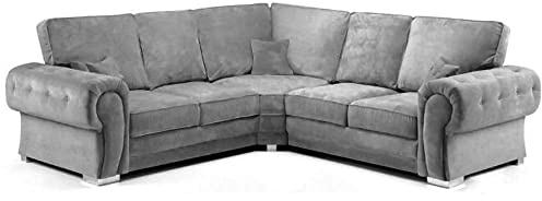 Verona Sofa Highback | 3 Seater 2 Seater Corner Sofa Fullback | Grey Fabric Sofa Set | Warranty Included (Corner Sofa)