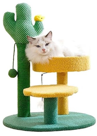 Katzen-Klettergerüst, Kaktus-Kratzer for Katzen, Schleifklaue, Pilz-Kratzbaum for Katzen, Kletterbaum, Katzen-Turmmöbel Einfach zu montieren (Size : Cactus Yellow)