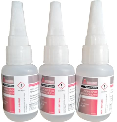 3x Cianocrilato Pegamento Gel Adhesivo Instantáneo 20g – Súper Cola Fuerte Universal – Secado Rápido para Plástico, Metal, Goma, Madera y Cerámica – Fórmula Gel Antigoteo (Pack 3 Unidades)