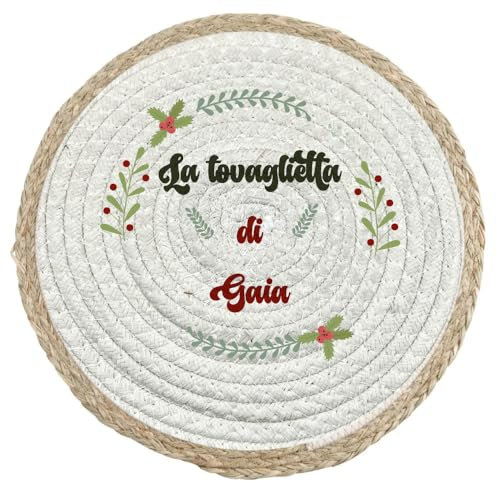 Generico La Tovaglietta di... Sottopiatto Alimentare in Vimini a tema Natalizio Personalizzata con Nome Idea Regalo Natale Capodanno Befana Compleanno Colazione Pranzo Cena Merenda Casa Ufficio