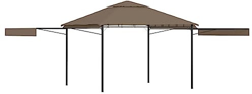 Gazebo per prato e giardino, con doppio tetto estensibile, 3 x 3 x 2,75 m, colore tortora, 180 g/m², per casa e giardino