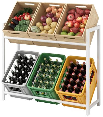 STEELSØN Macondo Getränkekistenregal für 6 Kisten – stabiles & platzsparendes Getränkeregal – verstellbares Kistenregal Weiß Metall – Kastenständer für Getränkekisten & Obst – Bierki