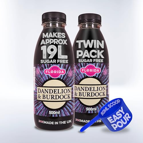 Florida Syrups Flavours Compatible with Sodastream Machines - Soda Drink Flavourings 500 ml (Pack of 2) (500 ml (Pack of 2), Dandelion & Burdock Sugar Free)