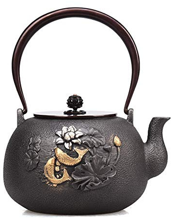 Klassischer Teekessel, Gusseisen-Teekanne, große Gusseisen-Teekanne im japanischen Stil mit Untersetzer, Tetsubin-Wasserkocher for Kochen von Tee oder for Zubereiten von schwarzem Tee, 1,5 Liter