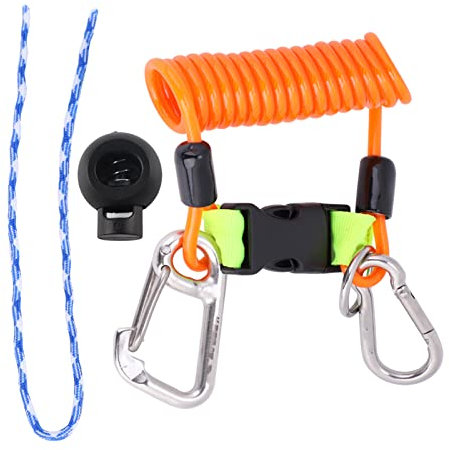 YWZQWJBC Umhängeband zum Sporttauchen, Umhängeband für Tauchkameras aus Edelstahl, mit Spiralfeder, Robustes Umhängeband zum Tauchen mit Clip und Schnellverschluss für Tauchkameras, Tauchlampen