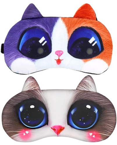 2-teiliges Schlafmasken-Set, weiche und flauschige, niedliche Augenbinde-Schlafmaske, lustige Augenmaske für Kinder, Mädchen und Frauen, die tagsüber ein Nickerchen machen