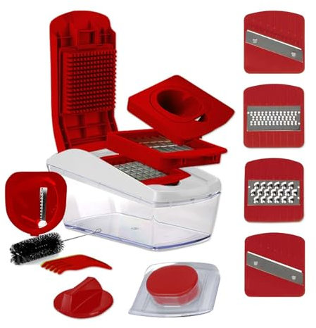 AEX 8 Blade Vegetable Chopper Mandoline Slicer – Multifunctional Veg & Fruit Cutter for Onion, Salad, Potato – Kitchen Glora Tools & Gadgets Manual Food Chopper with Safety Guard