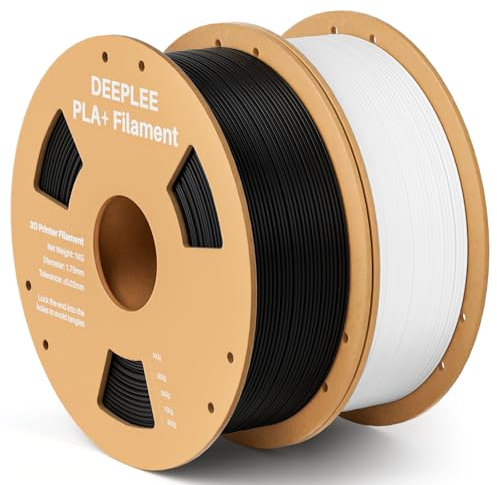 DEEPLEE PLA+ Filament 1.75mm, PLA Plus 3D Drucker Filament, Maßgenauigkeit +/- 0,02 mm, Filament 3D-Druckmaterialien, Schwarz 1kg Weiß 1kg