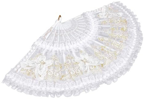 HOMOCONO Lace Fächer Handfächer Vintage Klappfächer Für Hochzeiten Und Tanzaufführungen Eleganter Spitzenfächer Aus Stabiler Als Fotorequisit Abkühlung Im Sommer