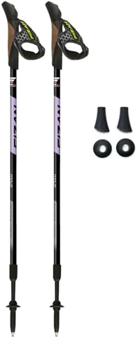 FIZAN Speed Model, Swift Nordic - Bastones de Senderismo de Aluminio, ultraligeros Ajustables, Antracita Fluorescente, Bastones de Senderismo (Morado)