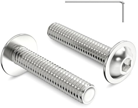 Zuyya M4 x 20 mm Linsenkopfschrauben mit Flansch, M4 Schrauben, 20 Stück | Innensechskant Antrieb, Edelstahl A2 V2A Schrauben, Flachkopfschrauben Vollgewinde mit Innensechskantschlussel