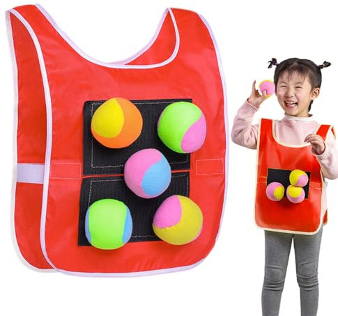 Stockball-Weste für Kinder, Völkerball-Weste für Spiele,Völkerball-Ziel-Spielplatzspiel für Kinder- Wurfzielspiel, weiche Spielzeugbälle zum Fangen und Tossen für den Innen- und Außenbereich, Fitness