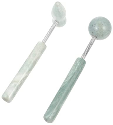 DEARMAMY Masajeadores Portátiles de Jade 2 Piezas, Martillo de Masaje Corporal y Facial, Tamaño Compacto, Masaje Muscular y Cuidado Piel Hogar, Herramienta Natural para Relajación y Bienestar