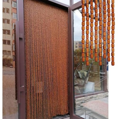 Xrdbfd Massivholz Perlenvorhang, Türvorhang, 60x150/90x200cm Natürlich Bambusvorhang, Anti-fliegen-Vorhang, Hängender Holzperlen Türvorhang, Heimdekoration Teilervorhang,100strands-100x190cm
