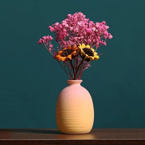Zimoer Bouquet di Fiori Artificiali con Vaso in Ceramica – Fiori Secchi e Sintetici per Decorazioni Eleganti da Interno ed Esterno – Casa, Ufficio, Matrimonio, Tavolo, Giardino – Facile da Mantenere
