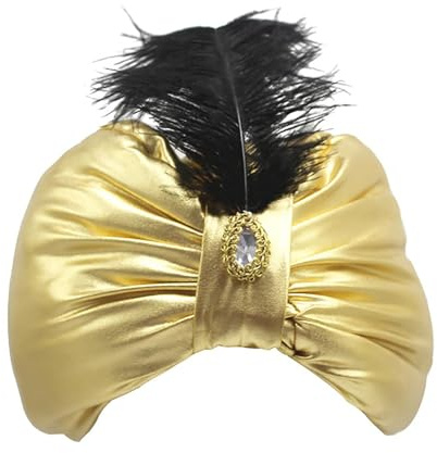 Araber Gold Turban - Kopfverpackung im aladin -Stil, Vintage Edelsteinkappe | Neuheit Kostümhut für Teenager Männer Frauen Halloween Ostern, Party Accessoire Cultural Event Dress Display Orna