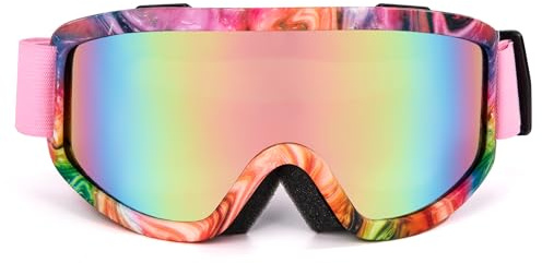 Yesaler Occhiali da Sci Occhiali da Motocross Protezione UV400 Occhiali da Snowboard con Imbottitura in Schiuma per Attività all'Aperto Uomo Donna (Rosa con Cornice Rosa)