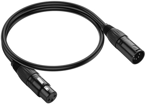PNGKNYOCN XLR 3-polige Buchse auf 5-poligen Stecker DMX-Kabel, DMX512-Beleuchtungsadapterkabel für DMX-Bühnenbeleuchtungs-Dimmerkonsole (0,5 m)