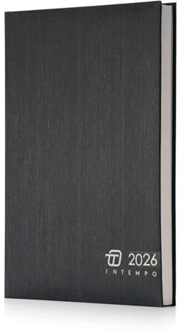 Tageskalender 2026 15 x 21 cm A5 kariert Kunstleder Schwarz Büro Friseur Restaurant int. + Stift und Lesezeichen