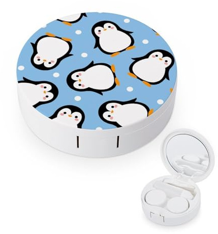 fkgvwo Kontaktlinsenbehälter Süßer Pinguin Reise Kontaktlinsen Zubehör Etui Mit Spiegel Pinzette