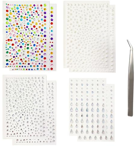 ZEMINRI 2118 PCS Strass Adesivi Brillantini Adesivi con Pinzette | Acrilica Agli Urti Adesivi per Unghie Brillantini Viso Glitter Occhi Gemme per Capelli Strass (Combinazioni Multiple)