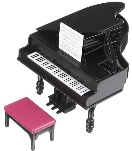 Veemoon Mini Piano Miniature pour Maison de Poupée Tabouret, Décoration Réaliste en Plastique Solide, Accessoire de Mobilier pour Maison de Poupée, Ornement Intérieur de Scène Miniature