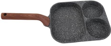 RASTKY Padella per Uova Antiaderente, 3 Sezioni, Padella per Colazione, per Frittata, Bistecca, Nera, Rivestimento Antiaderente Comoda Pulizia e una Cottura Uniforme, Adatta per la di Casa (Doppio