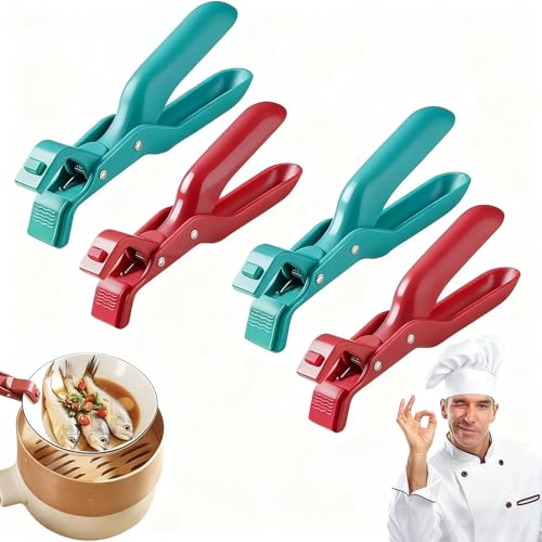Hot Plate Gripper, Anti Scald Bowl Holder Clip, Multi-Function Anti-Scald Bowl Clip for Bowls & Dishes, Non-Slip Microwave Air Fryer Tongs for Hot Bowl Dish Plate (4pcs)