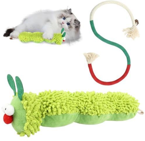 2 pièces Jouet Chat Interactif à l'herbe à Chat, Jouet pour Chat l'auto-divertissement, Coussin en Peluche Doux, Pour l'hygiène des Dents du Chat et L'activité